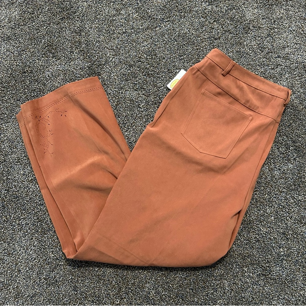 NWT Talbots Stretch women’s 20 burnt orange straight leg suede feel pants fall